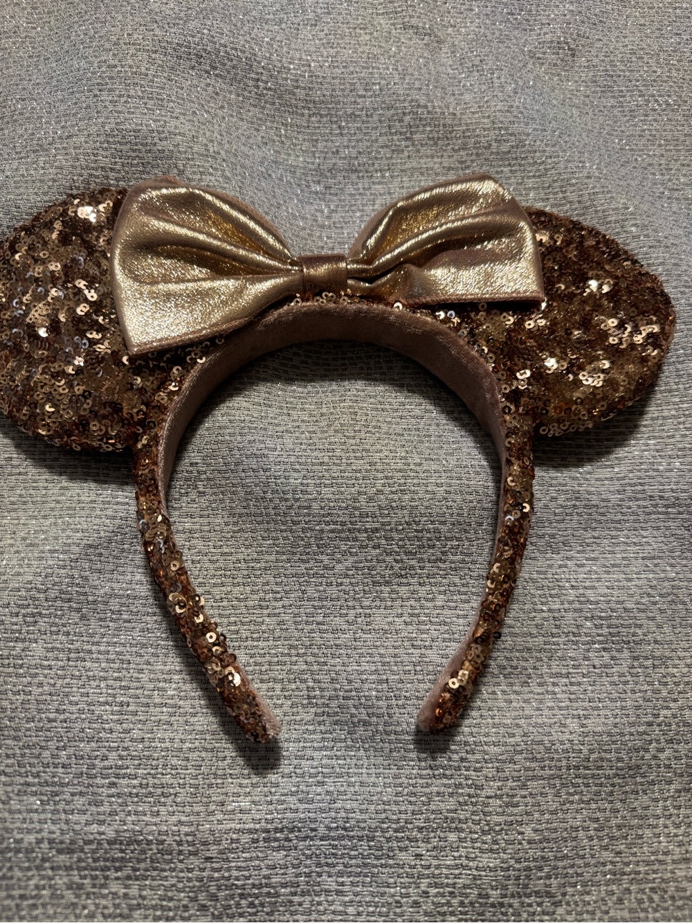 Sequin Disney Ear Headband with Metallic Bow - Bronze